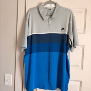 Adidas Men's Gray and Blue Polo Shirt, 2XL